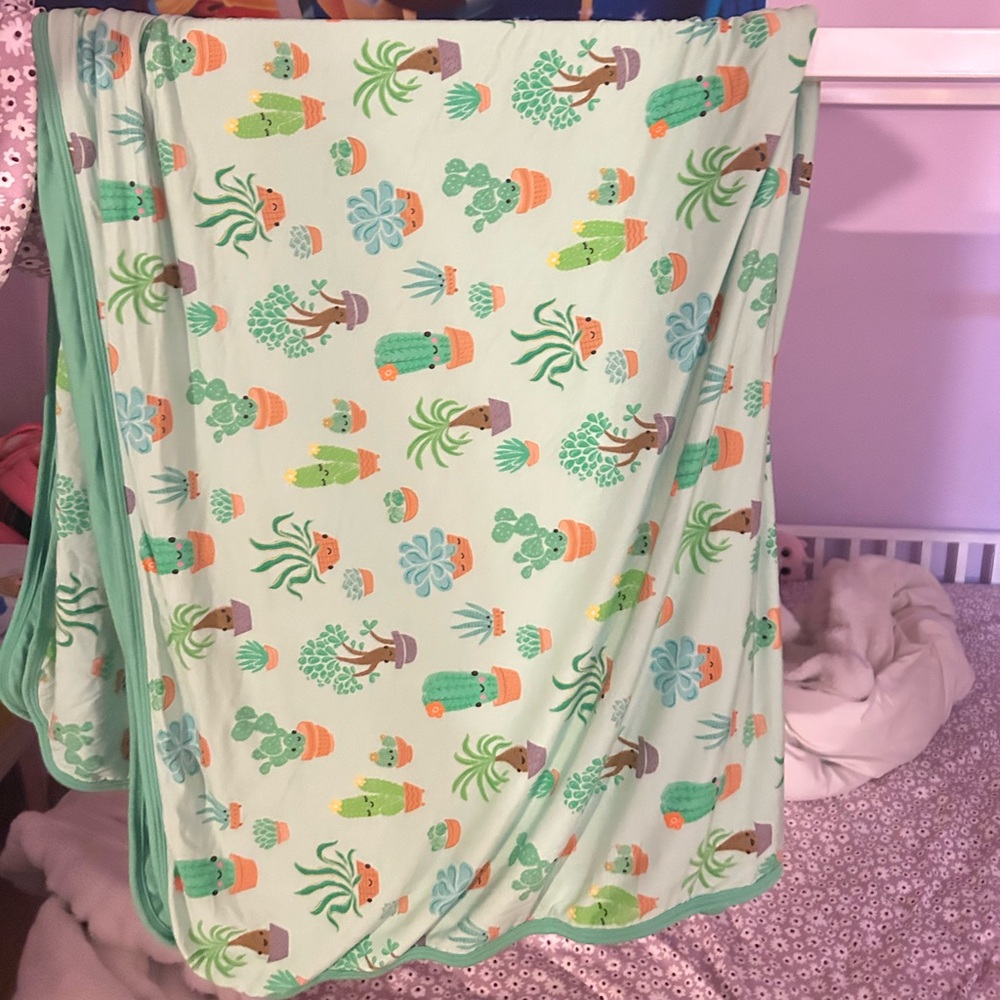 Little Sleepies Mint Green Cactus Print Blanket